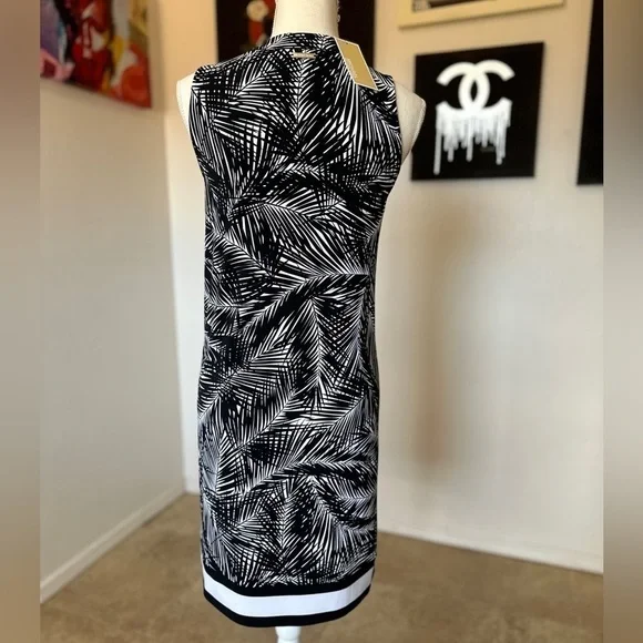 #80 NWT Michael Michael Kors Palm Leaf Sleeveless Dress - Picture 5 of 7